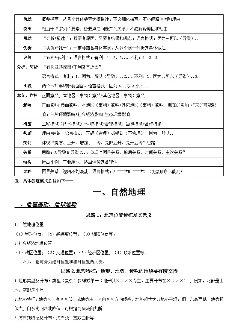 2025年新高考地理主观题 答题思路答题模板(全面!)学案第3页