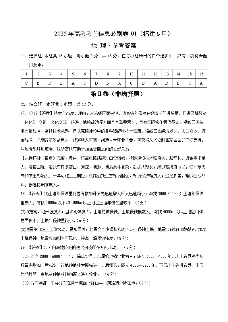 信息必刷卷01(福建专用)(参考答案)第1页