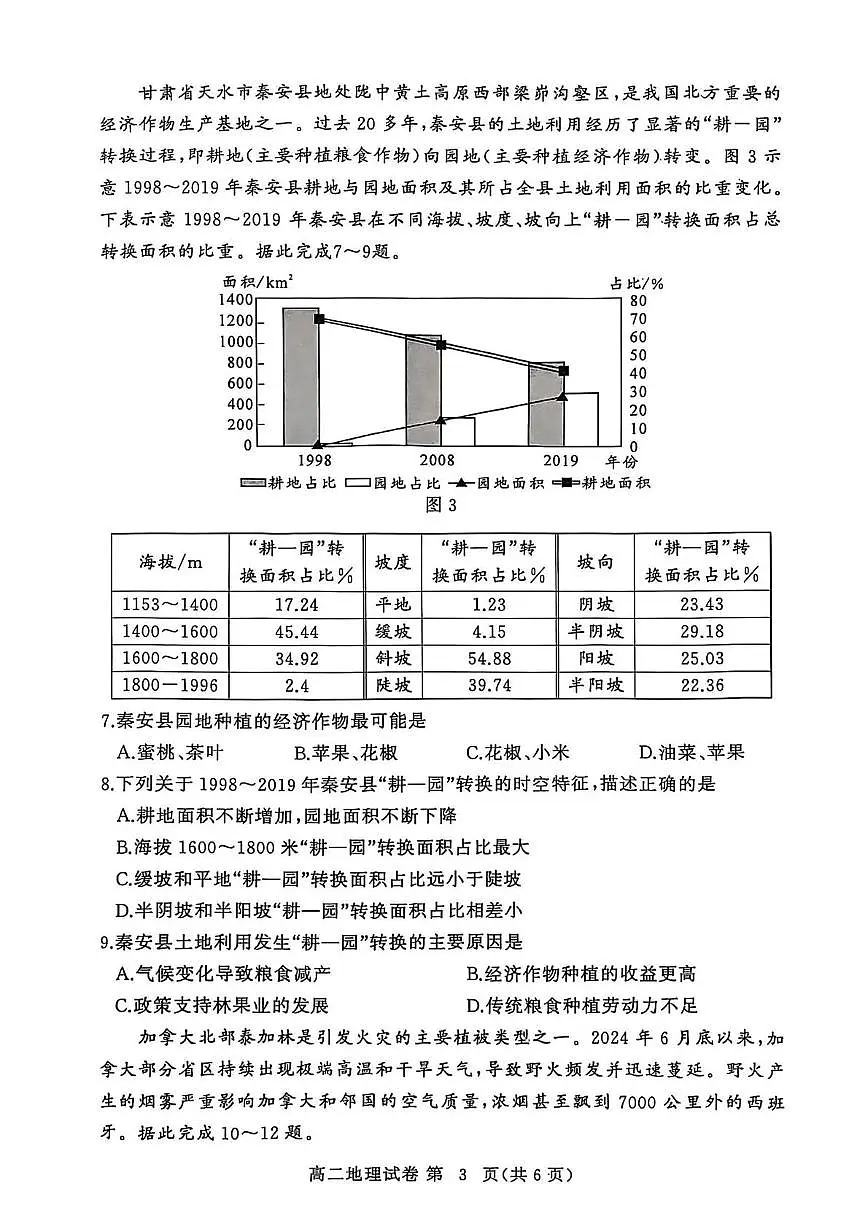 湖北省黄冈市十五校2024-2025学年高二下学期4月期中联考地理试卷(PDF版,含答案)第3页