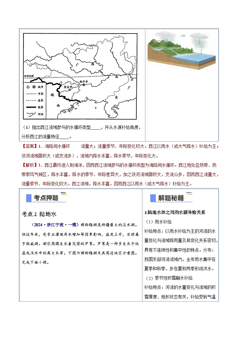 备战2025年高考地理抢押秘籍(浙江专用)猜押04水的运动(教师版)第3页