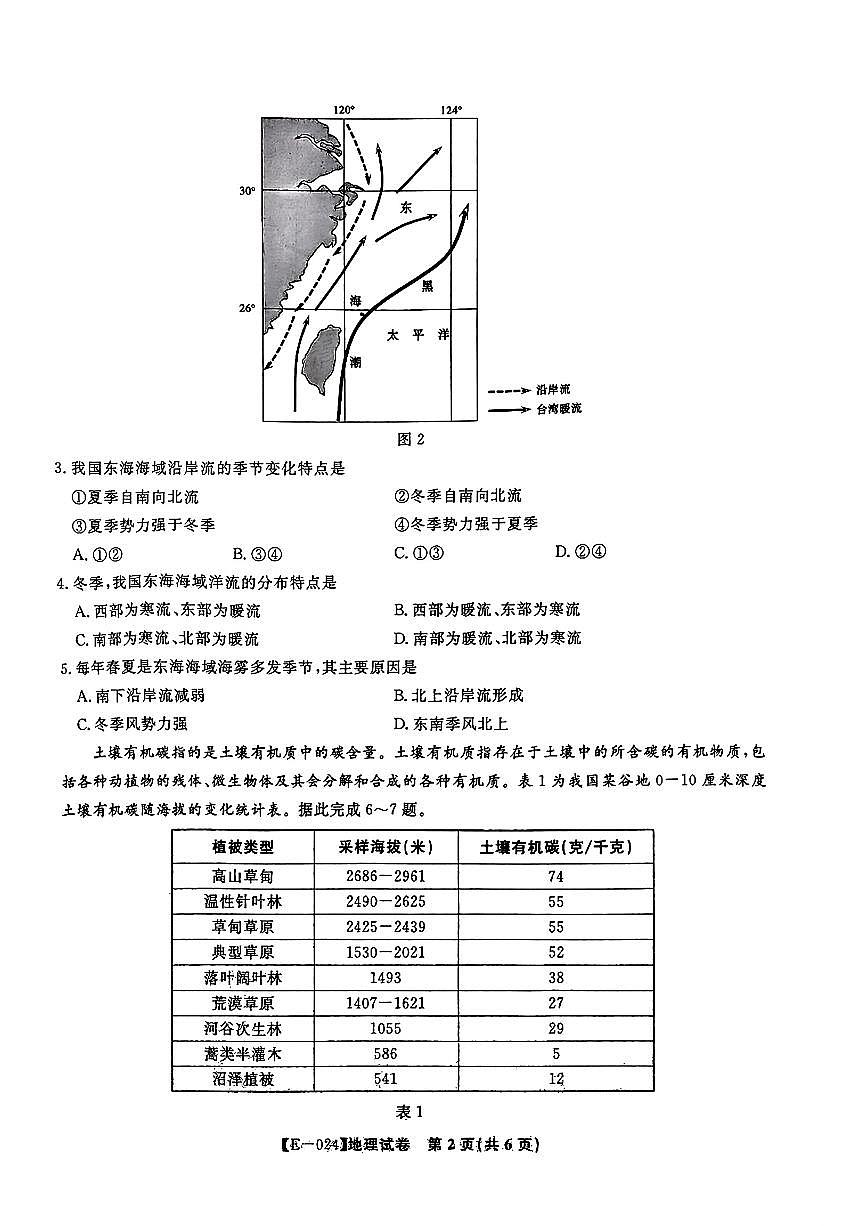 江西省九江市十校2023-2024学年高三第二次联考 地理试卷(含答案)第2页