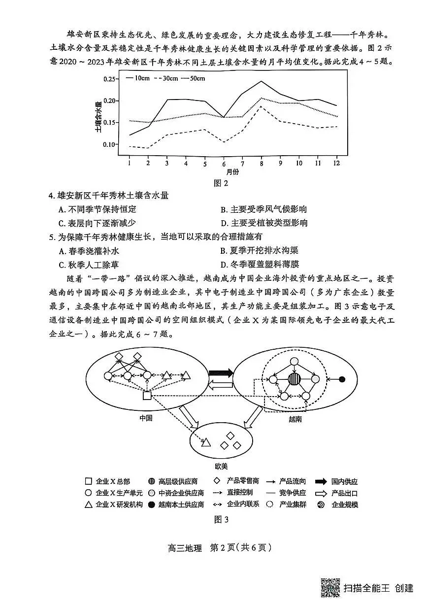 2025届河北省石家庄市普通高中毕业年级教学质量检测(三)地理试卷(高考模拟)第2页