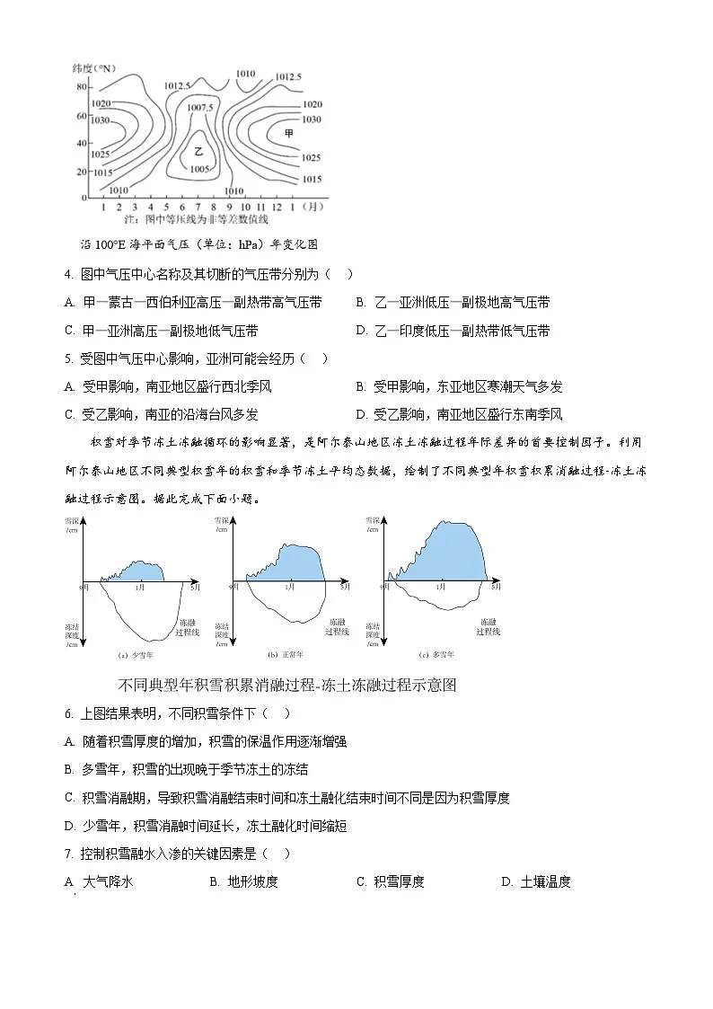 江西省六校联考2024-2025学年高二下学期第一次月考地理试题(原卷版+解析版)第2页