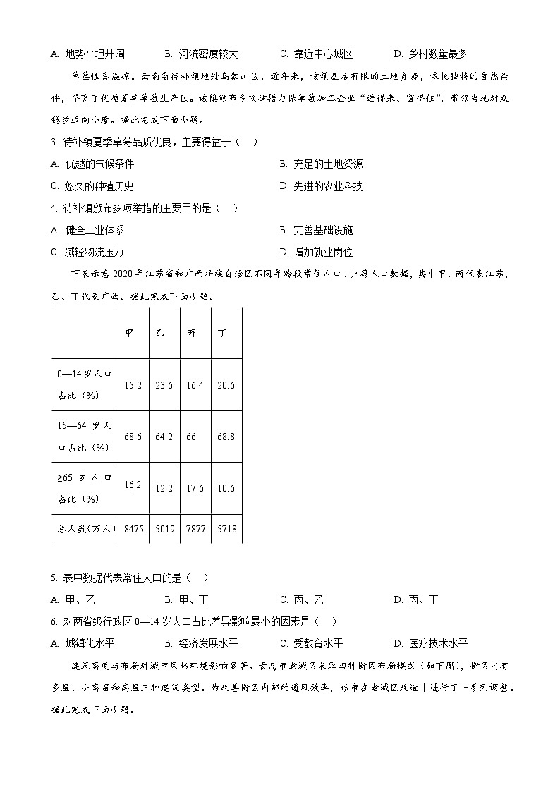 陕西省安康市部分学校2024-2025学年高三下学期4月联考地理试题(原卷版+解析版)第2页