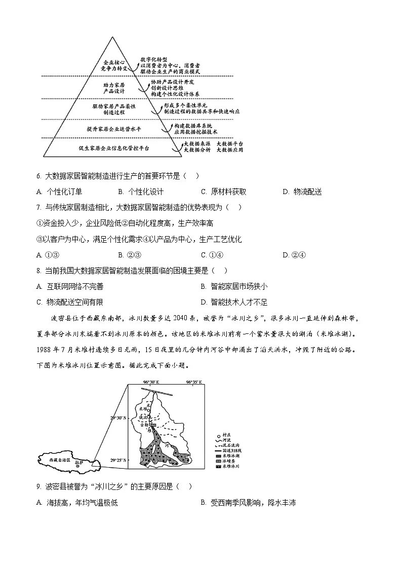 2025届安徽省卓越县中联盟高三下学期5月模拟考试地理试题(高考模拟)第3页