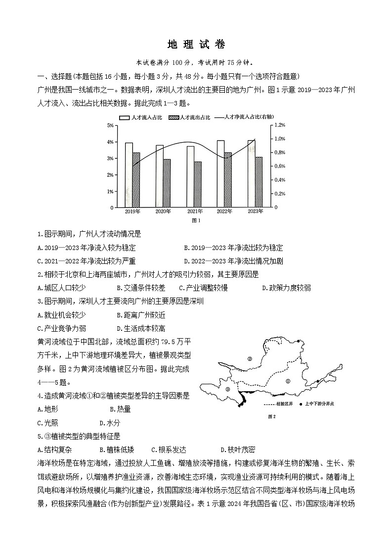 辽宁省抚顺市六校协作体2024-2025学年高二下学期5月联考地理试卷第1页