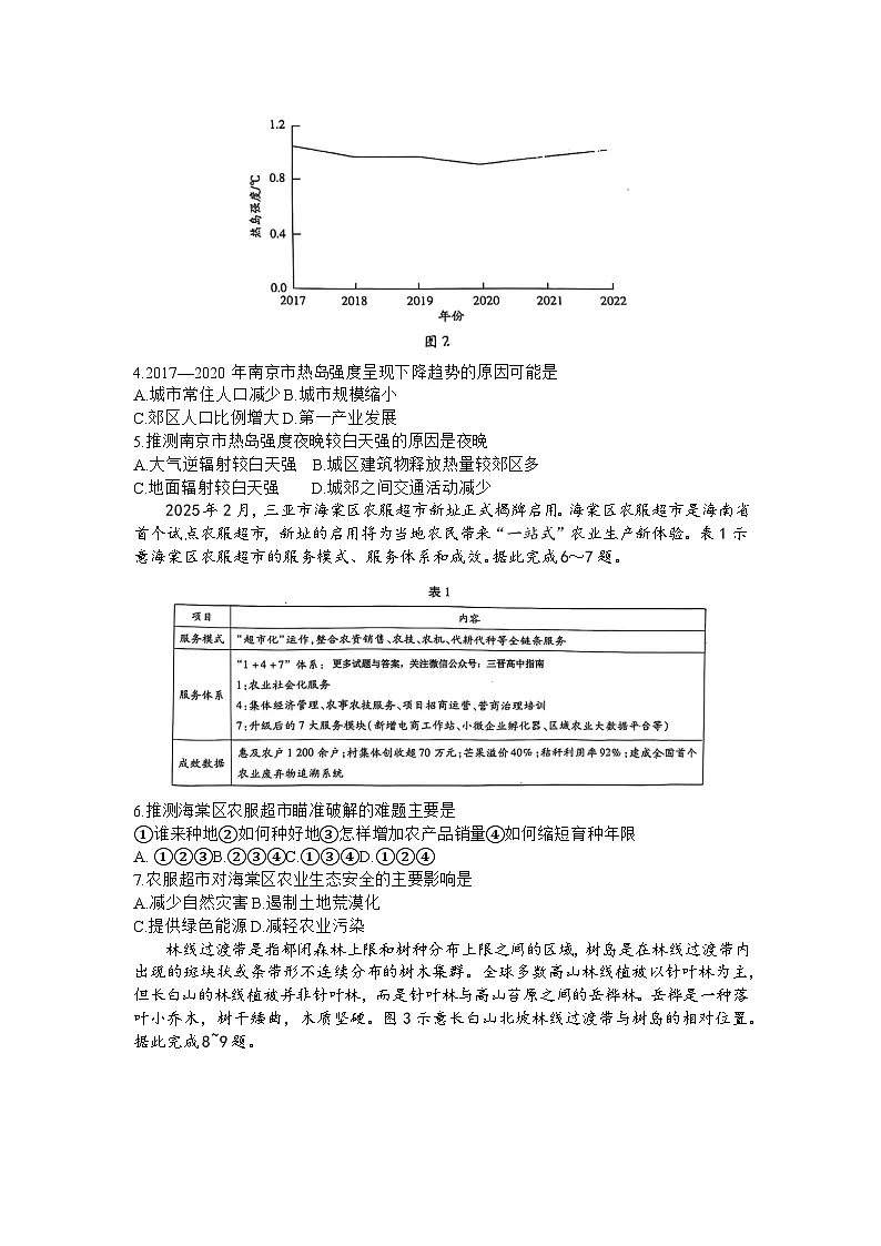 2025届山西省部分学校高三下学期5月考前模拟考试地理试题(高考模拟)第2页