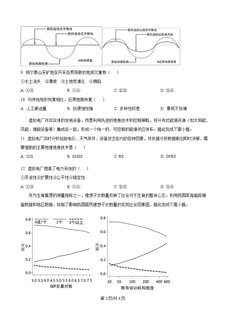 黑龙江省绥化市第七中学2024-2025学年高三下学期高考模拟测试地理试题(原卷版)第3页