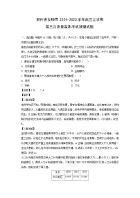 贵州省安顺市2024-2025学年高三上学期第三次质量监测考试地理试卷（解析版）