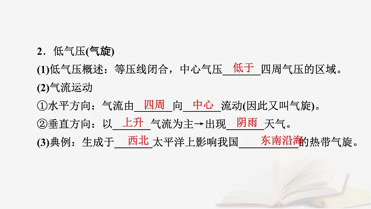 2026届高考地理一轮总复习第1部分自然地理第3章地球上的大气第3讲课时2低气压气旋高气压反气旋与天气课件第7页