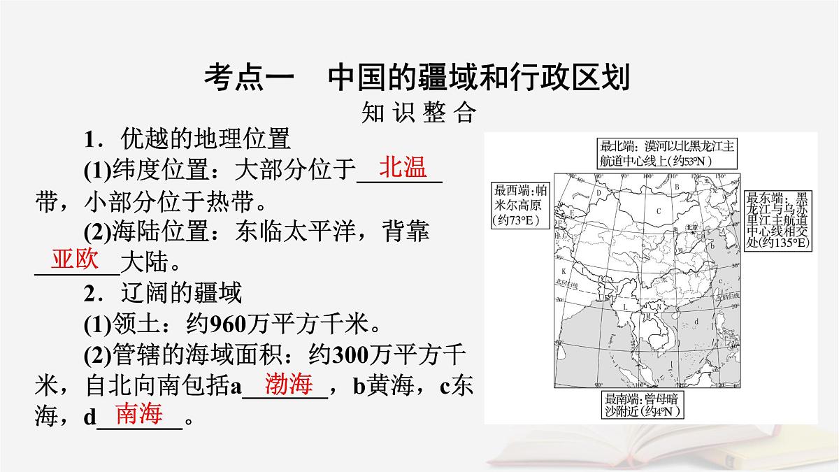 2026届高考地理一轮总复习第5部分区域地理第22章中国地理第1讲中国地理概况课件第7页