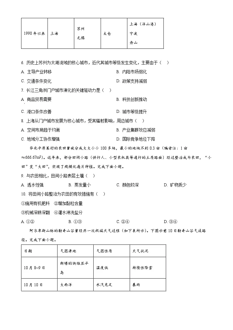 2025年陕晋宁青高考地理真题(原卷版)第3页