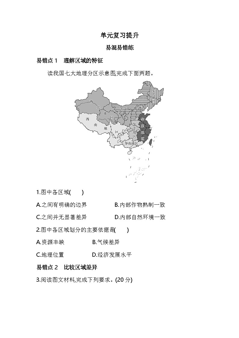 第一单元单元复习提升易错点精练(含答案解析)-鲁教版高二上册地理(选必二)第1页