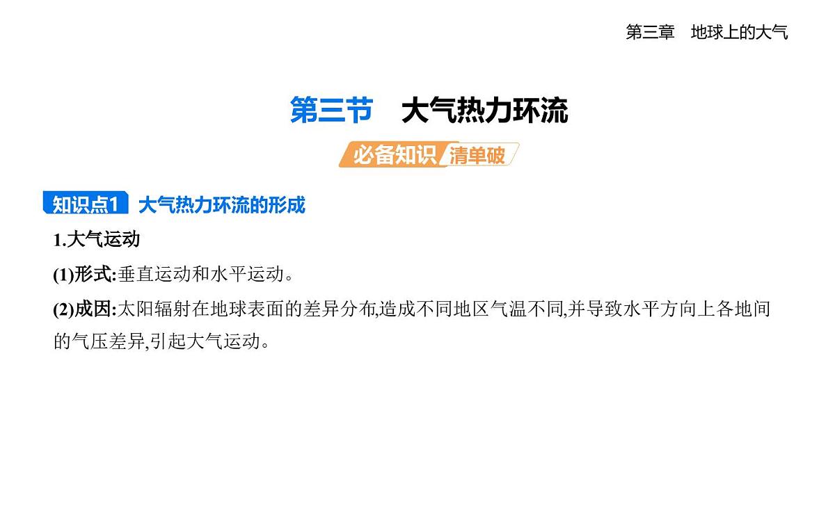 第三节 大气热力环流知识点串讲课件-湘教版高中地理高一上册(必修一)第1页