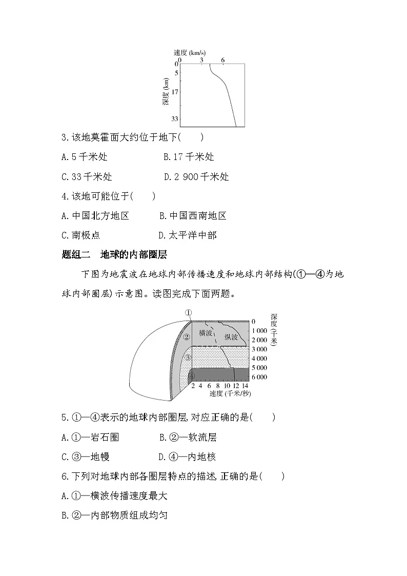 第二节 地球的圈层结构分层训练(含答案解析)-中图版高中地理高一上册(必修一)第2页