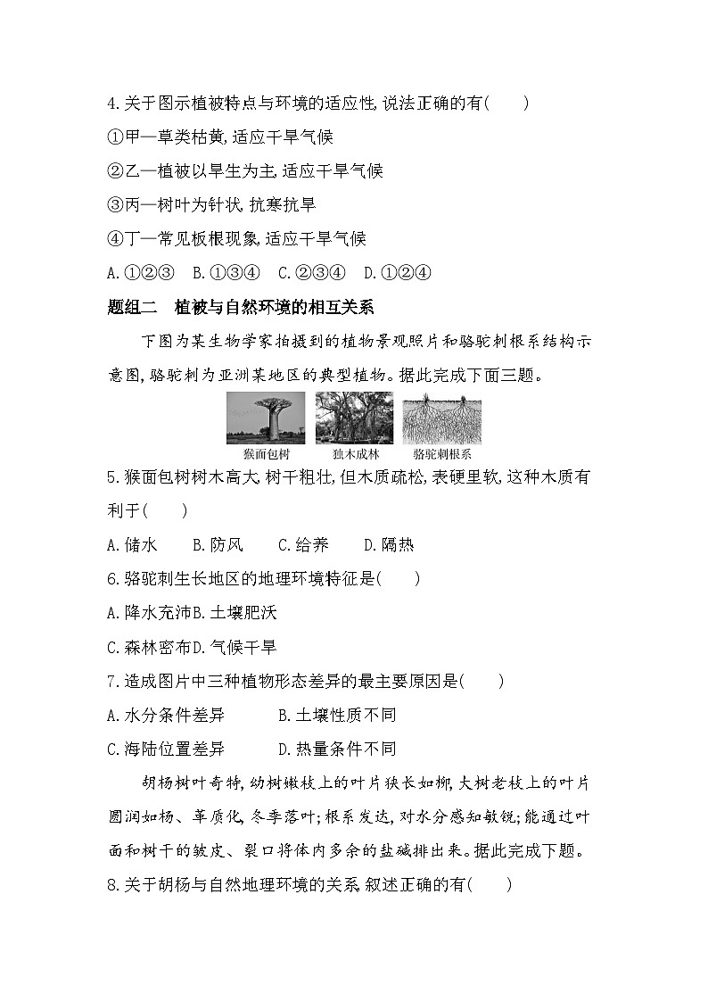 第七节 植被与自然环境的关系分层训练(含答案解析)-中图版高中地理高一上册(必修一)第2页