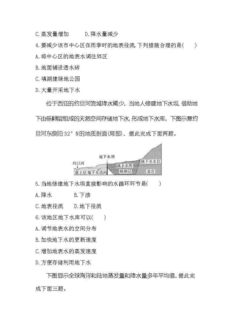 第二单元专题强化练5水循环(含答案解析)-鲁教版高中地理高一上册(必修一)第2页