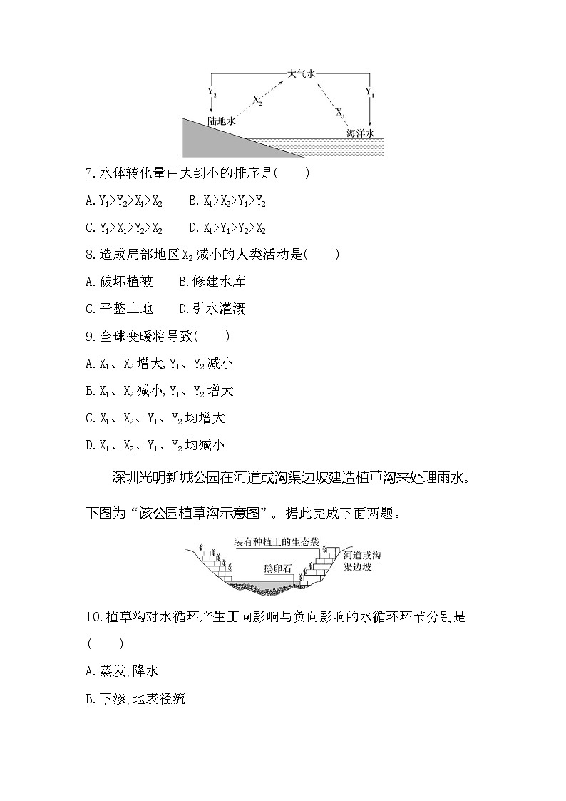 第二单元专题强化练5水循环(含答案解析)-鲁教版高中地理高一上册(必修一)第3页