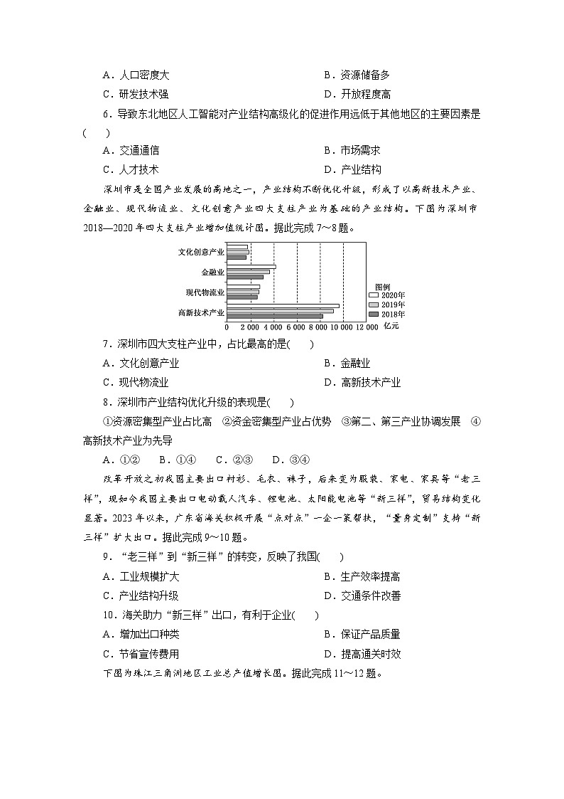 高二地理(人教版)试题选择性必修二课时跟踪检测(七)地区产业结构变化(Word版附解析)第2页