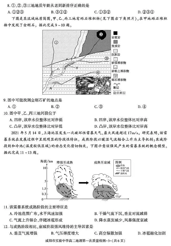 陕西省咸阳市实验中学2025-2026学年高二上学期第一次质量检测地理试卷第3页