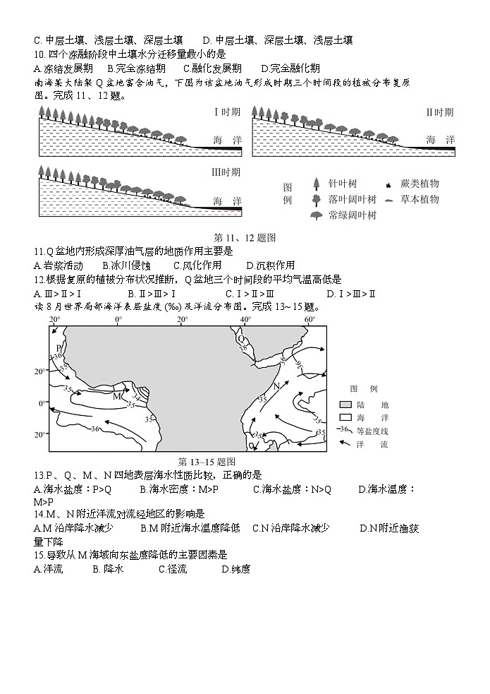 丽水、衢州、湖州2025年11月高三_地理卷(10.23)第3页