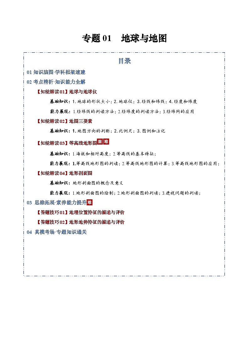 专题01地球与地图(原卷版)第1页