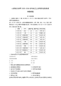 山西省吕梁市2025-2026学年高三上学期阶段性测试地理试题（学生版）