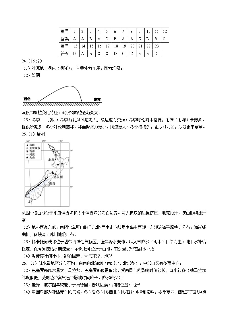 地理答案第1页
