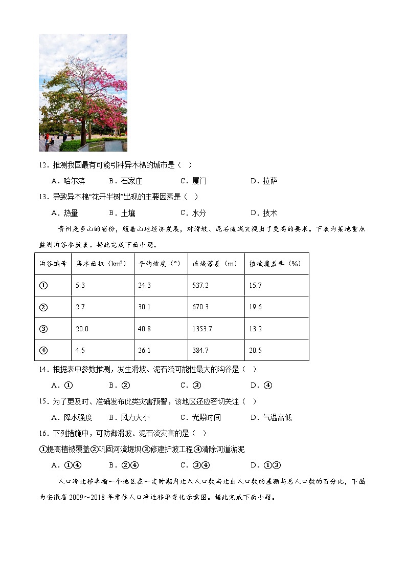 安徽省六安市独山中学2024-2025学年高二上学期12月月考(学业水平)地理试题-A4第3页