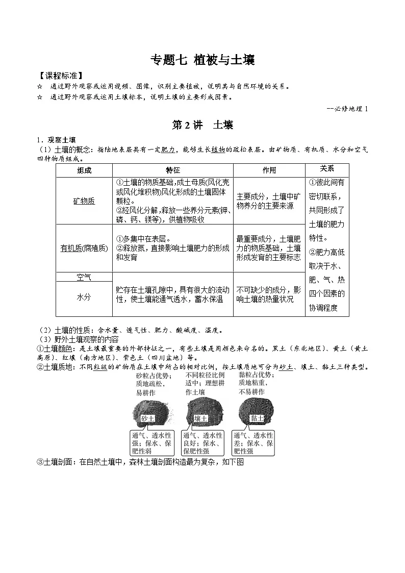 2026届高考地理二轮复习 土壤 专题讲义 (后附答案无解析)第1页