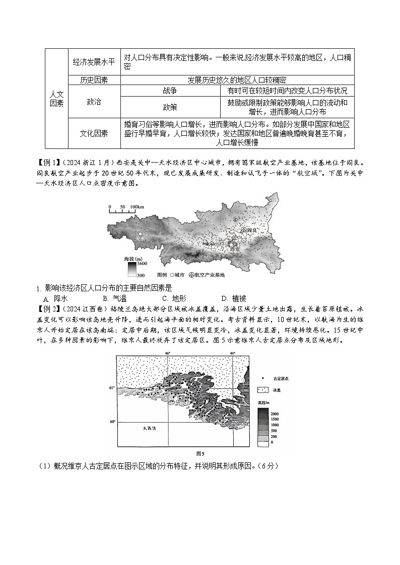 2026届高考地理二轮复习人口分布与人口容量专题讲义(后附答案无解析)第2页