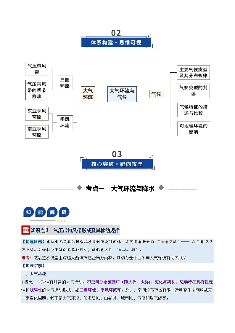 高考地理一轮复习-气压带、风带与气候(大气环流与气候)(复习讲义)(全国通用)(原卷版)第3页