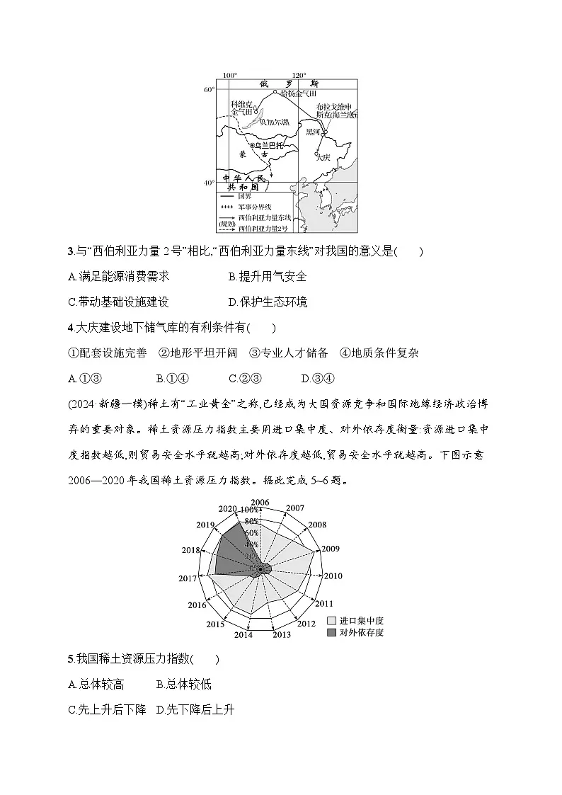 2026届高三地理二轮复习试题专题综合练8资源安全与区域发展(Word版附解析)第2页