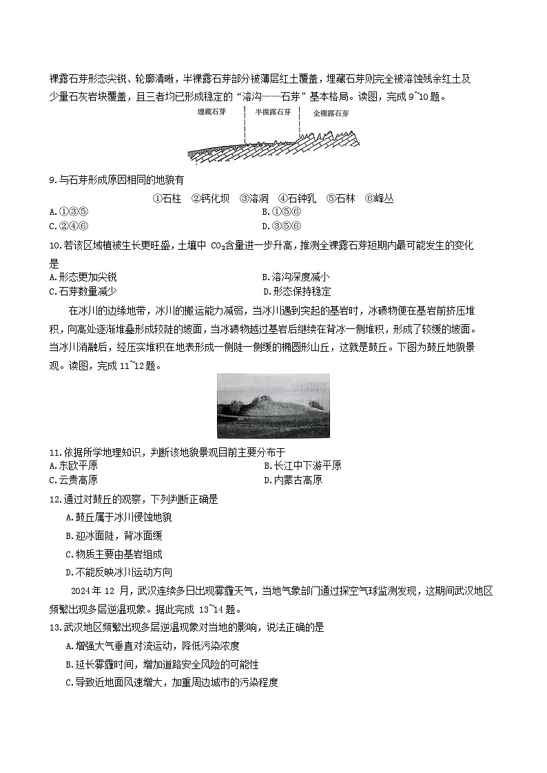 湖南省部分重点高中2025-2026学年高一上学期12月学情检测测试 地理(含答案)第3页