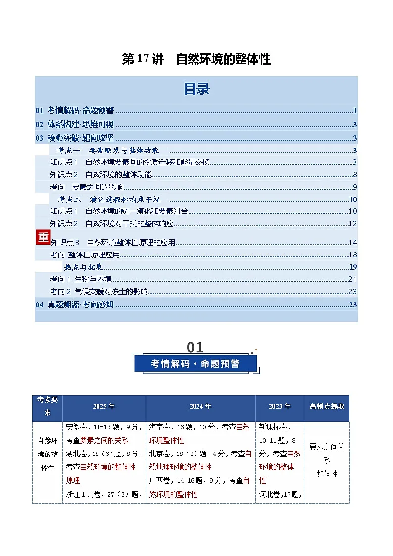 高考地理一轮-自然环境的整体性(复习讲义)(全国通用)(原卷版)第1页
