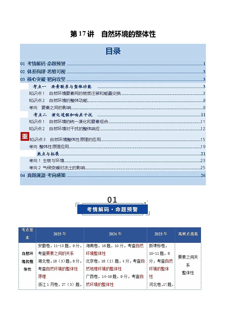 高考地理一轮-自然环境的整体性(复习讲义)(全国通用)(解析版)第1页