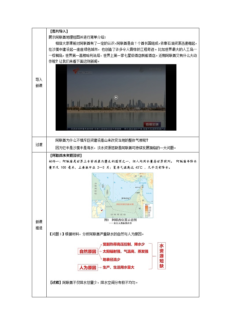 人教版高中地理选修1 自然地理基础第3章 问题研究 阿联酋“造山引雨”是否可行表格式教案第2页