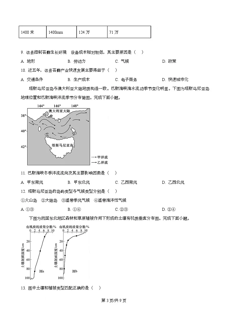 2026届浙江省七校联盟高考一模地理试题(原卷版)第3页