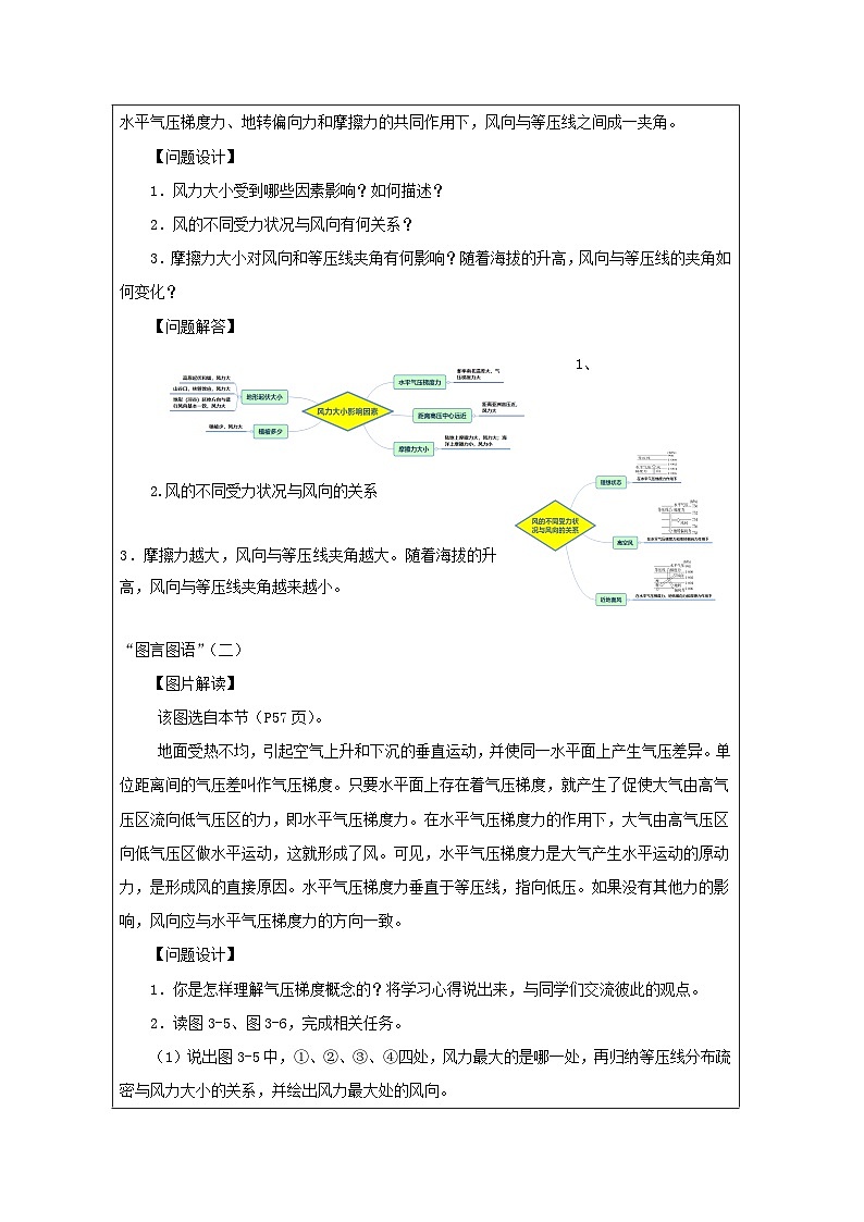 湘教版高中地理 选修1自然地理基础3.1气压带、风带的形成与移动表格式教案第2页