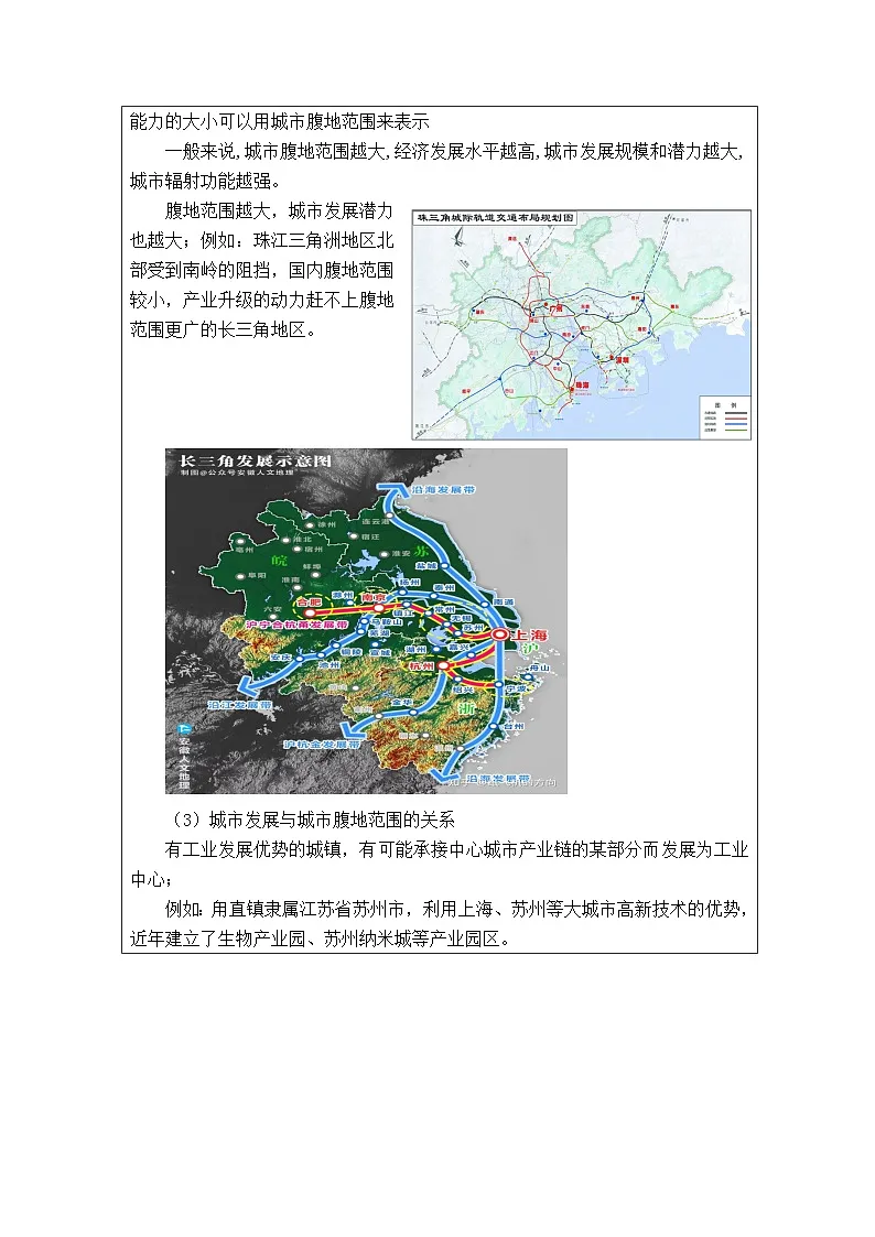 人教版高中地理选修2 区域发展3.1城市的辐射功能表格式教案第3页