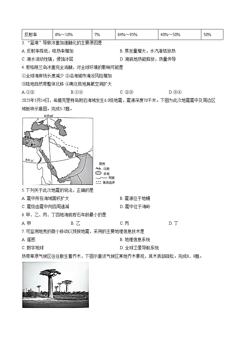 浙江省舟山市2025_2026学年第一学期期末检测高二地理试题卷(文字版,含答案)第2页