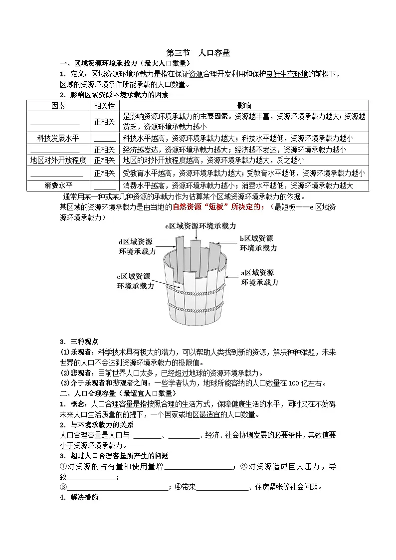 人教版 2019 高中地理必修二 1.1 人口迁移知识点挖空第1页