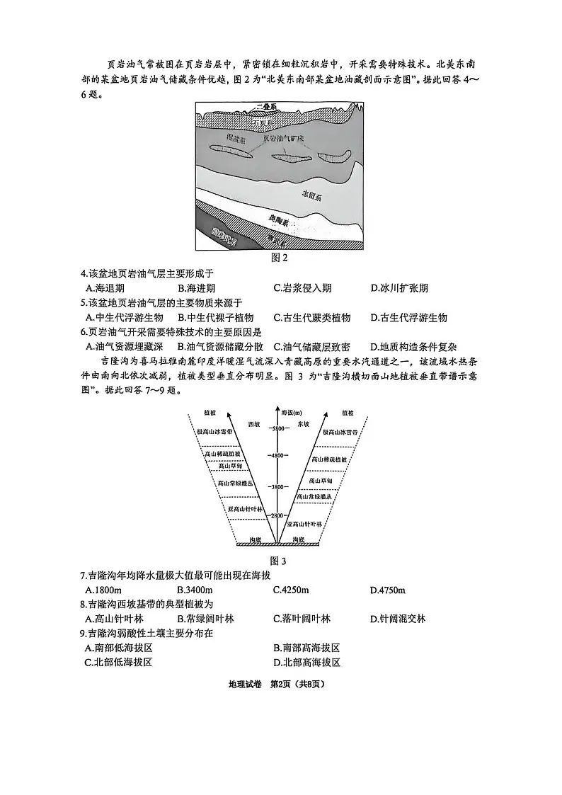 江苏省镇江市2025-2026学年第一学期高三零模地理试卷第2页