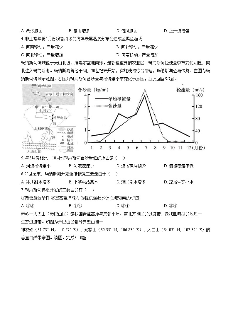 福建省厦门市思明区厦门大学附属科技中学2025_2026学年高二上学期2月期末地理试题(文字版,含答案)第2页