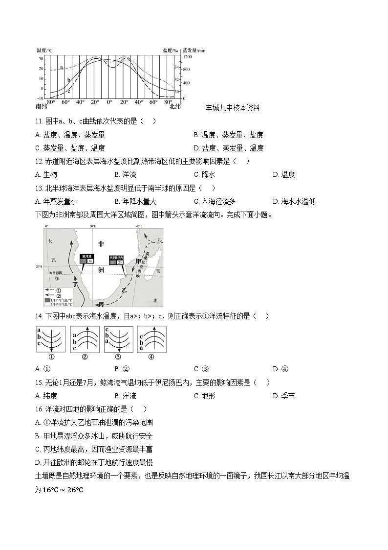 江西宜春市丰城市第九中学2025_2026学年高一上学期期末考试地理试卷(文字版,含答案)第3页