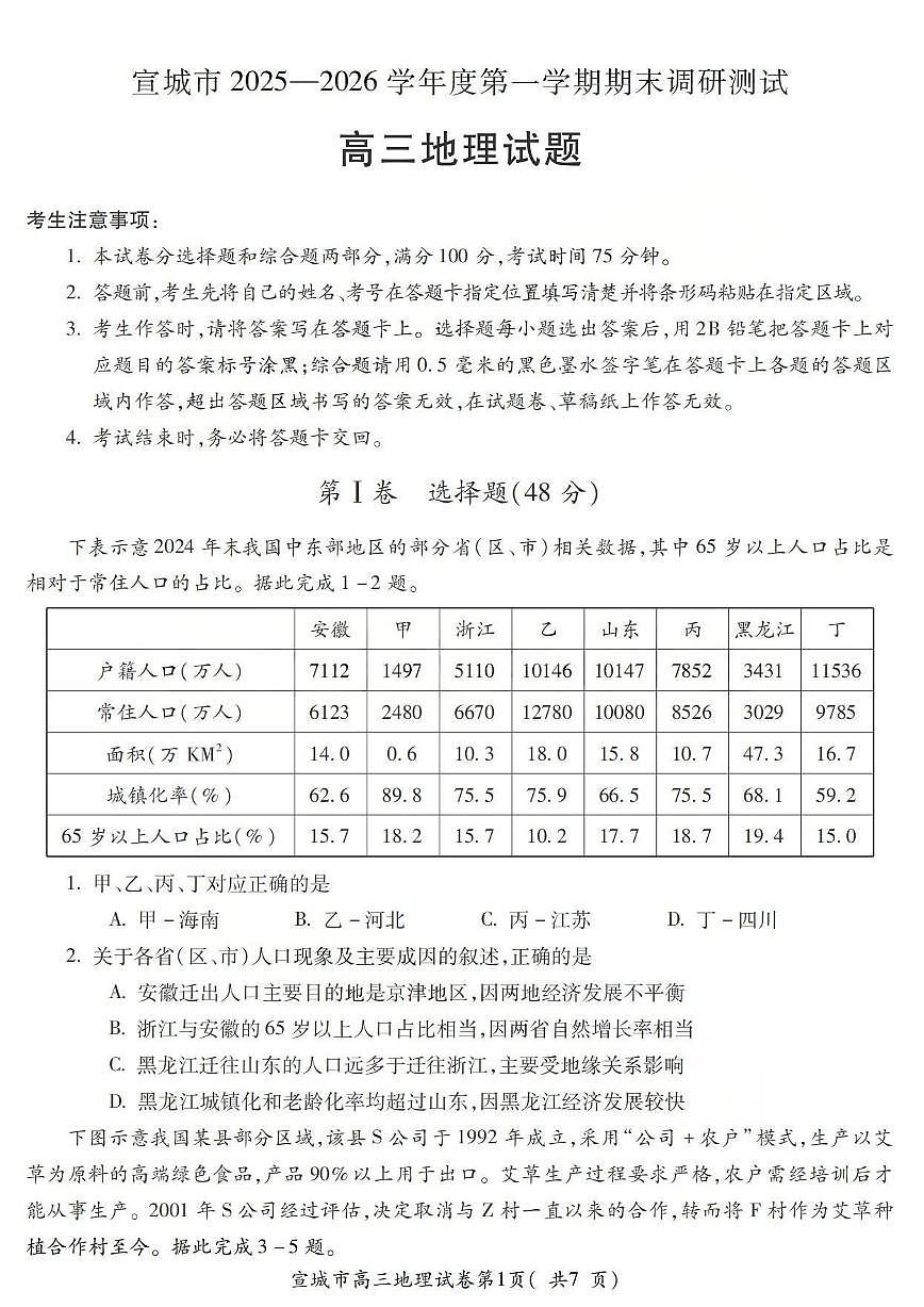 地理试题第1页