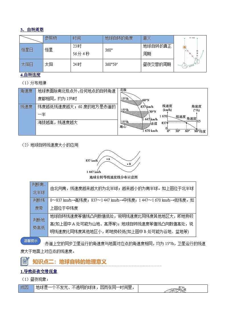 地球运动(思维导图+4大知识点+5个能力拓展)-高考地理一轮复习知识清单第3页