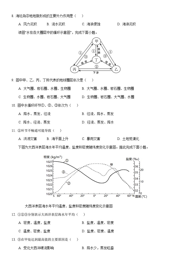 2025-2026学年重庆市复旦中学教共体高一上学期第二次段考月考地理试卷(学生版)第3页