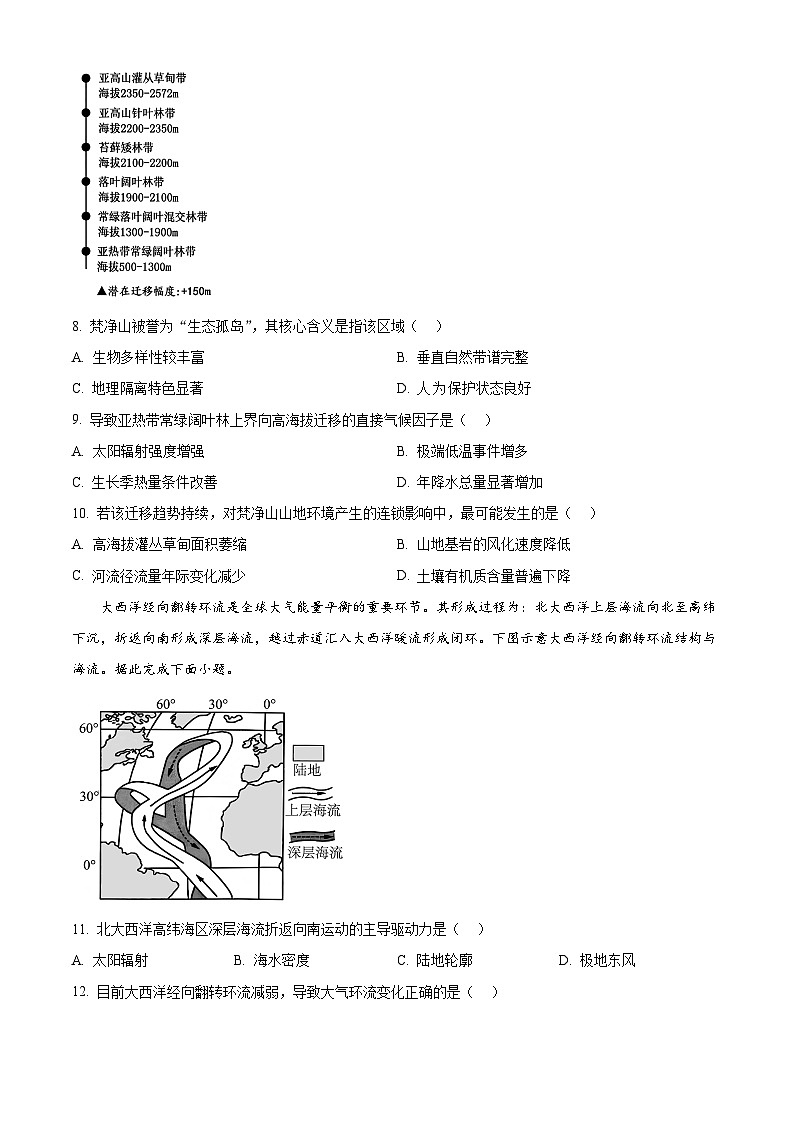 2026届贵州省六盘水市高考二模地理试题(试卷+解析)第3页