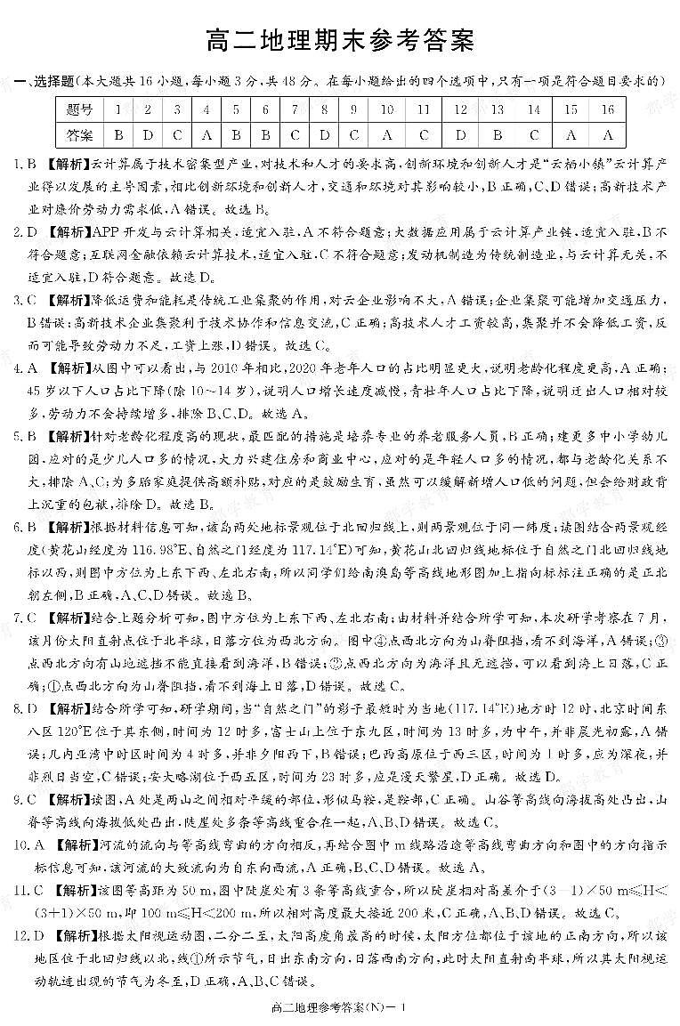 【地理答案】湖南省长郡中学2025-2026高二上学期期末考试第1页
